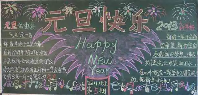 元旦黑板报回忆过去,展望未来