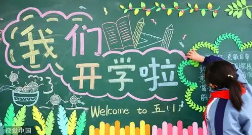 江苏连云港春季开学在即小学生准备新学期黑板报