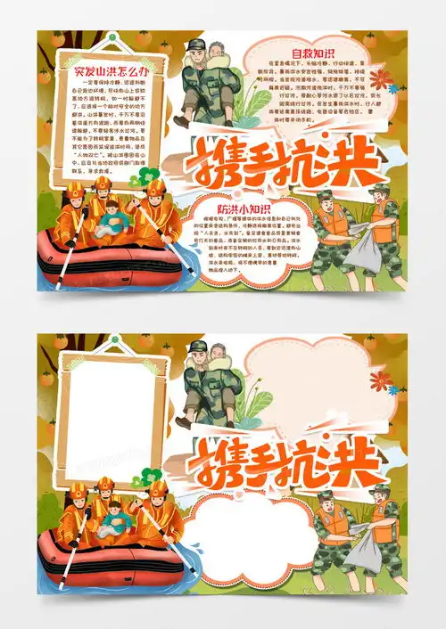 防洪防汛安全小报手抄报模版word模板下载熊猫办公
