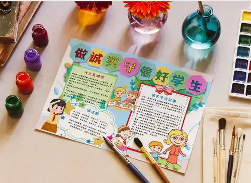 卡通简约文艺清新小学生诚实守信14word模板下载简约