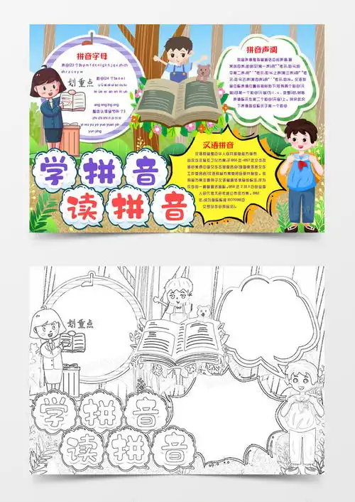 学习拼音讲拼音知识卡通小报手抄报模版word模板下载熊猫办公