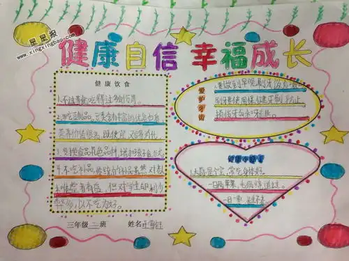 健康自信幸福成长手抄报