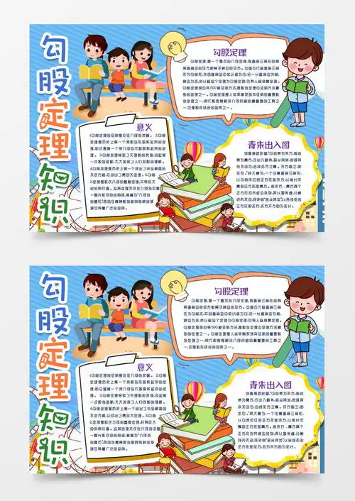 勾股定理学习数学知识小报手抄报模版word模板下载熊猫办公