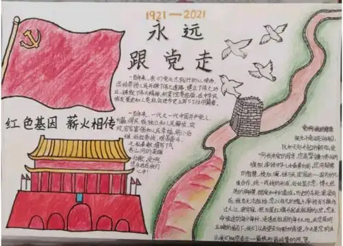 红领巾跟党走团市委市少工委组织开展庆祝建党100周年手抄报评比活动二