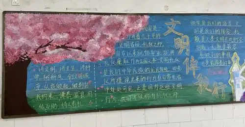 濮阳市油田第二高级中学文明礼貌月举行文明伴我行黑板报评比活动