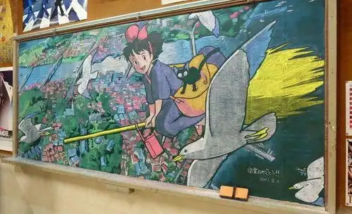 这名老师画功惊人绘制绿谷出久黑板画,鼓励学生如同鬼冢英吉
