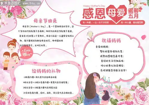 粉色唯美感恩母亲节手抄报